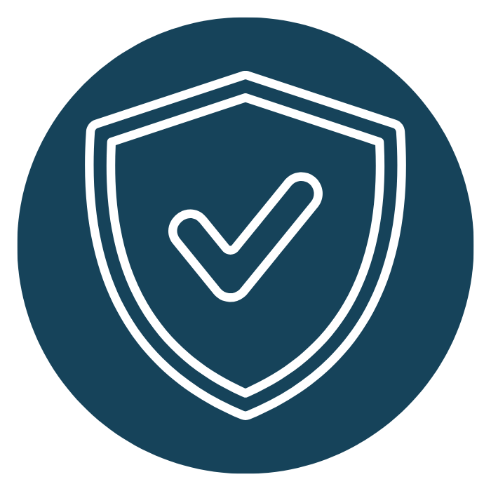 Shield with tick inside icon