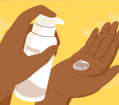hand using dispensing gel